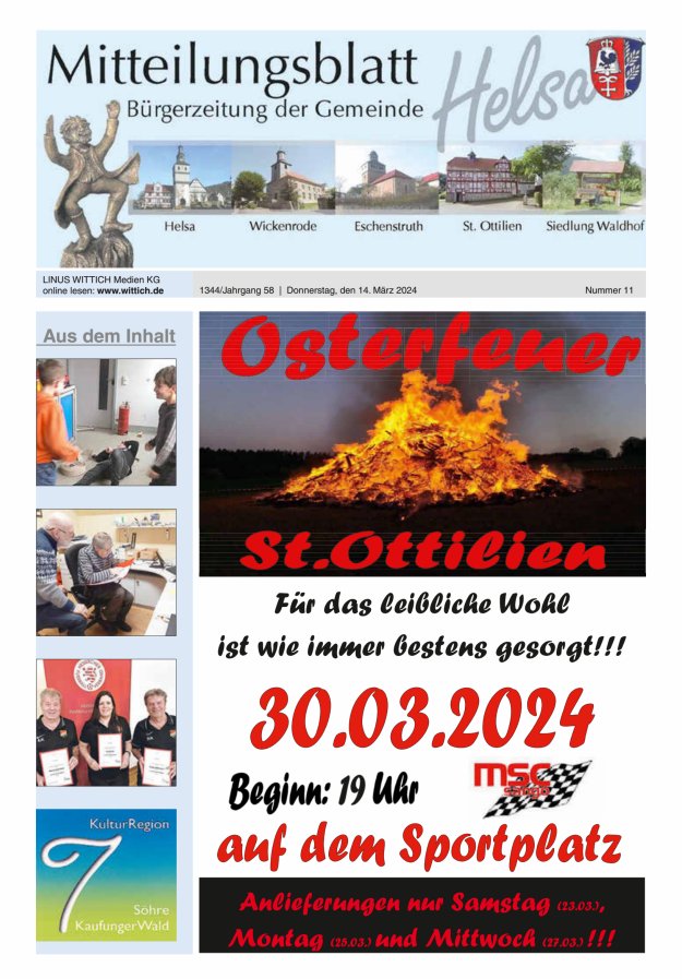 Mitteilungsblatt Helsa Titelblatt 11/2024
