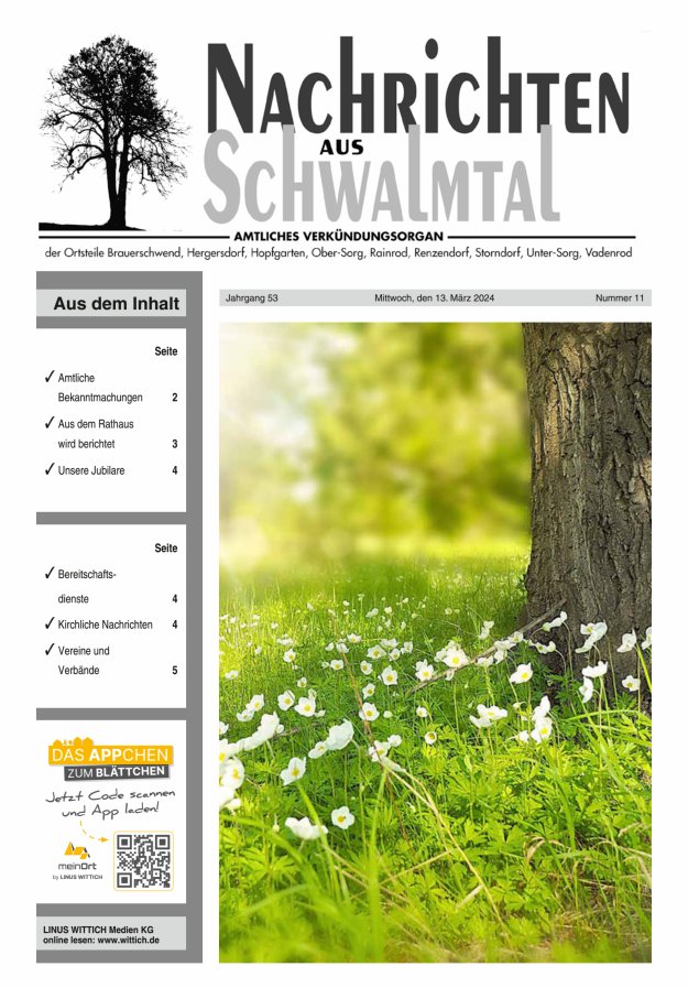 Nachrichten aus Schwalmtal Titelblatt 11/2024