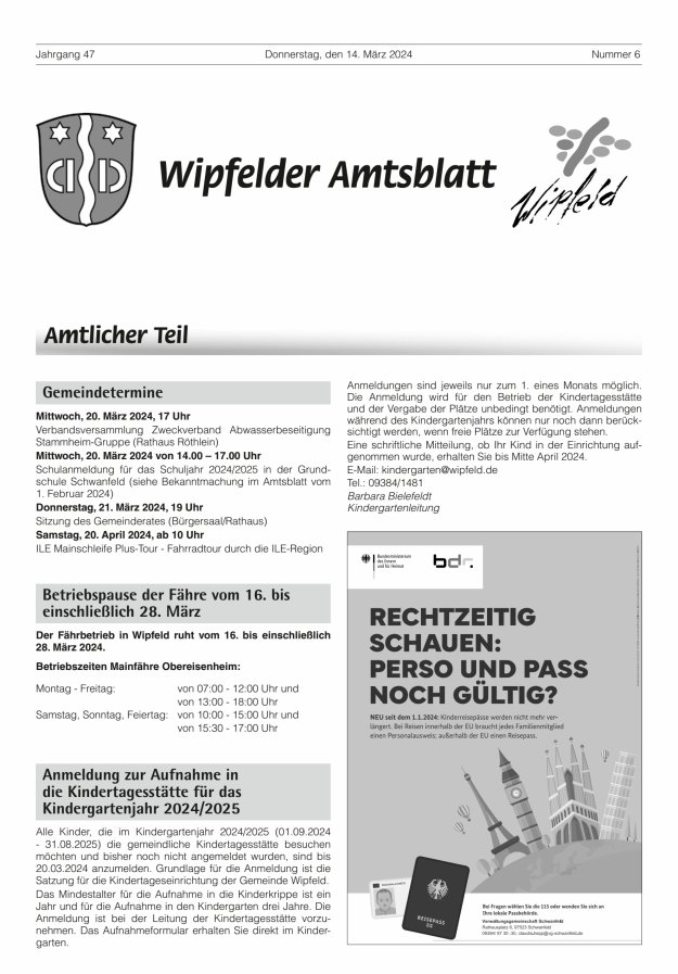 Wipfelder Amtsblatt Titelblatt 06/2024