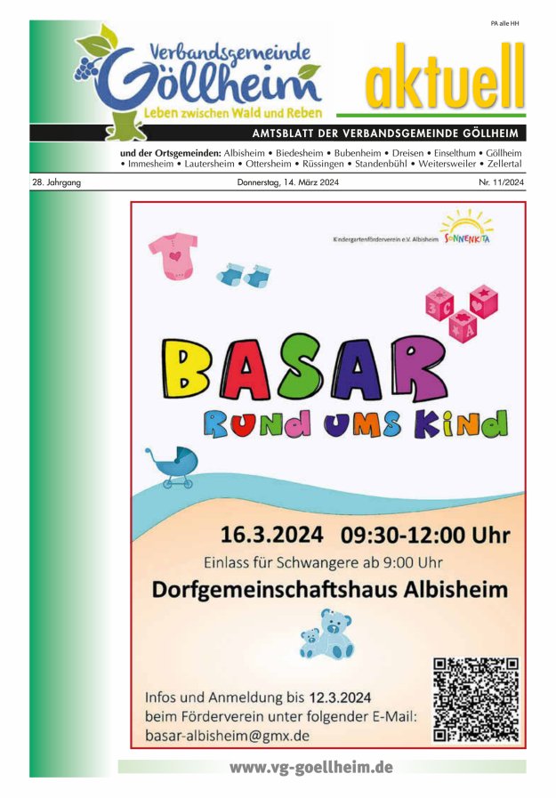 Verbandsgemeinde Göllheim aktuell Titelblatt 11/2024