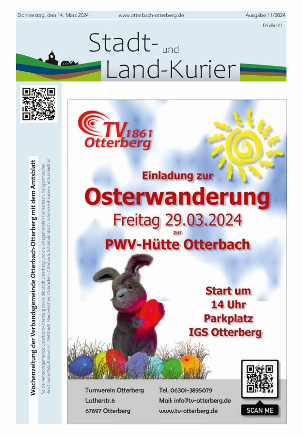Stadt- und Land-Kurier Otterbach-Otterberg Titelblatt 11/2024