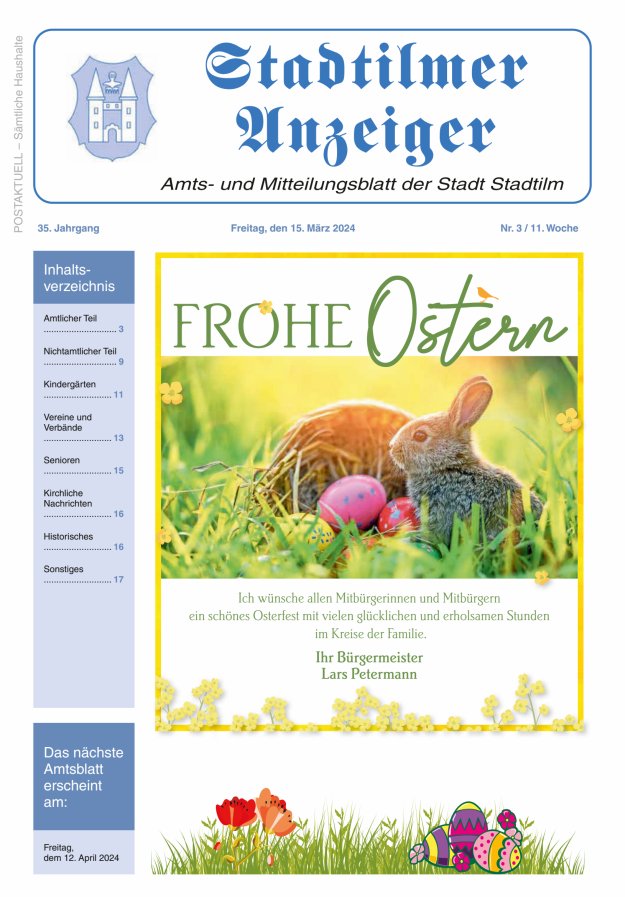 Stadtilmer Anzeiger Titelblatt 03/2024