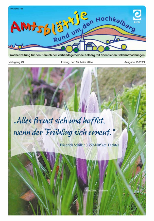 Amtsblättje - Rund um den Hochkelberg Titelblatt 11/2024