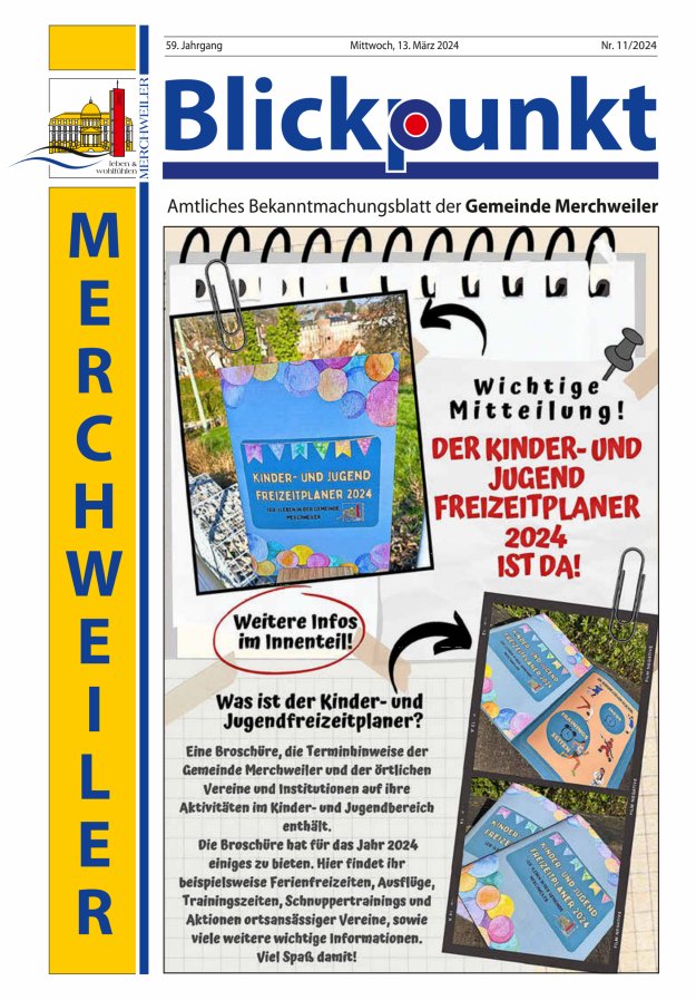 Blickpunkt Merchweiler Titelblatt 11/2024