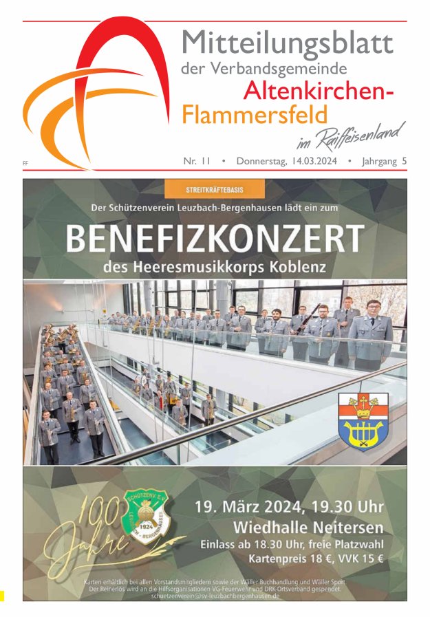 Mitteilungsblatt Verbandsgemeinde Altenkirchen-Flammersfeld Ausg Flammersfeld Titelblatt 11/2024