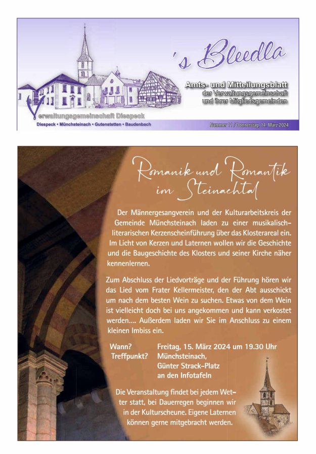 Amts- und Mitteilungsblatt VGem Diespeck Titelblatt 11/2024