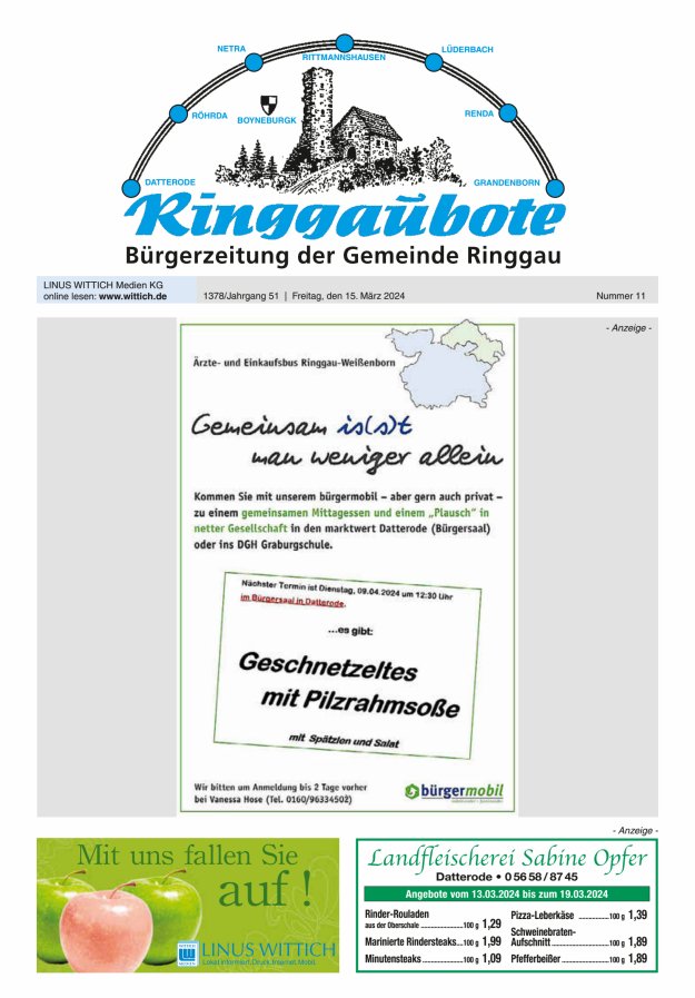 Ringgaubote Titelblatt 11/2024