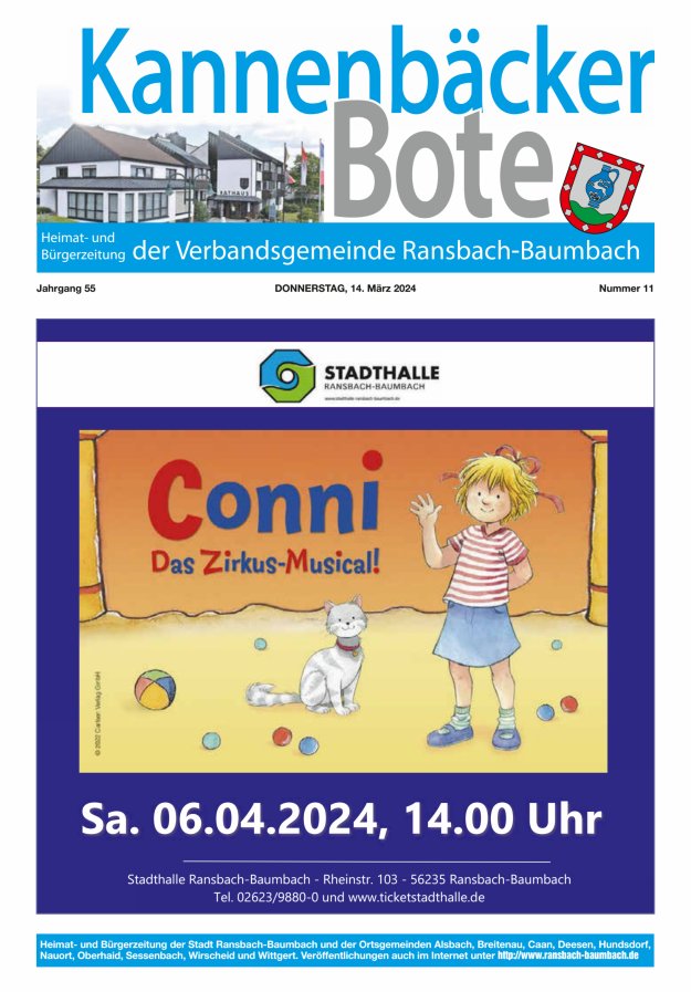 Kannenbäcker-Bote der Verbandsgemeinde Ransbach-Baumbach Titelblatt 11/2024