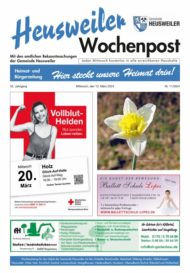Heusweiler Wochenpost Titelblatt 11/2024