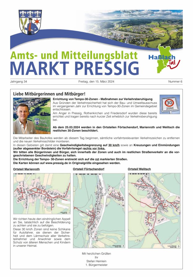 Amtsblatt für den Markt Pressig mit den Gemeindeteilen Titelblatt 06/2024