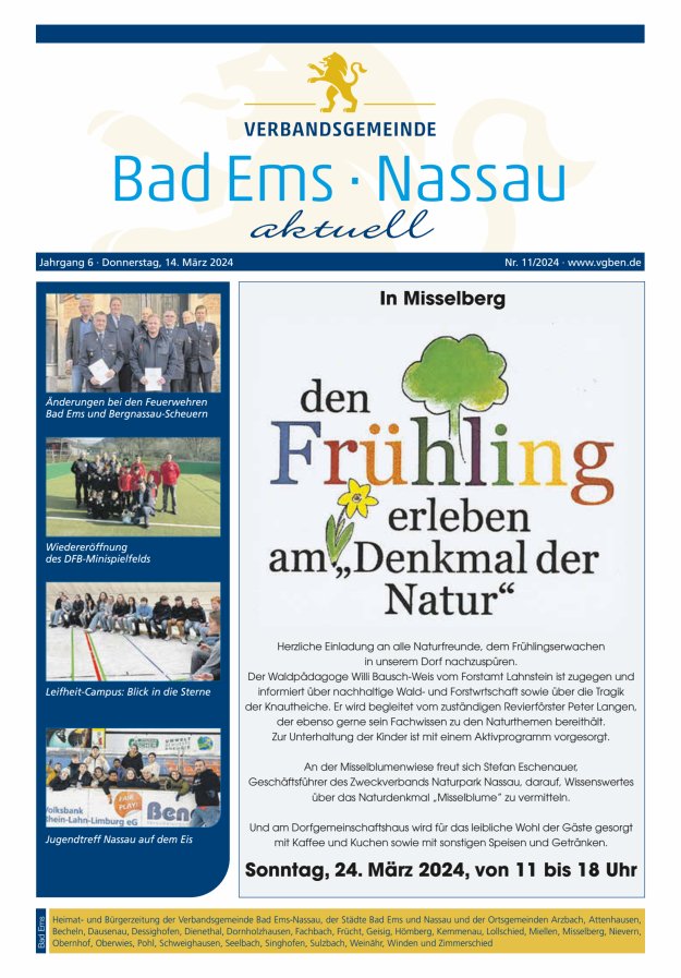 Bad Ems-Nassau aktuell Ausgabe Bad Ems Titelblatt 11/2024