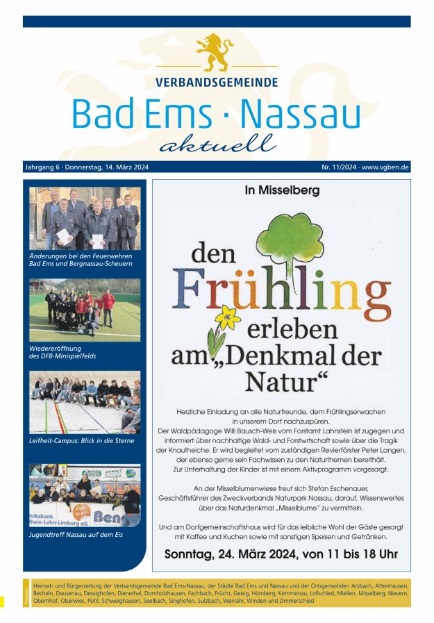 Bad Ems-Nassau aktuell Ausgabe Nassau Titelblatt 11/2024