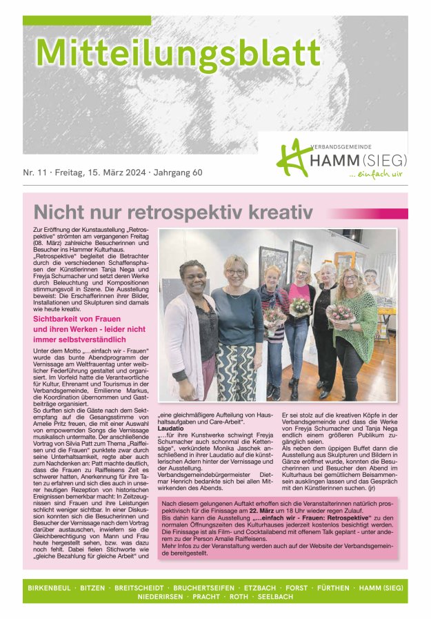 Mitteilungsblatt Hamm (Sieg) Titelblatt 11/2024