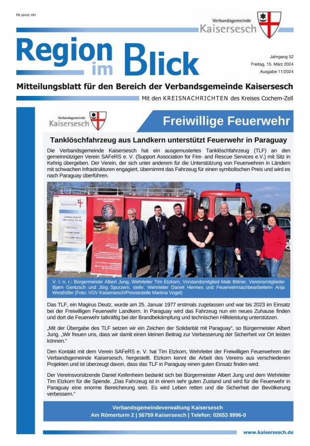 Region im Blick VG Kaisersesch Titelblatt 11/2024