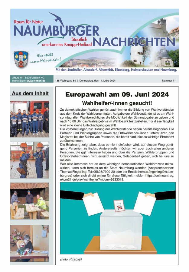 Naumburger Nachrichten Titelblatt 11/2024