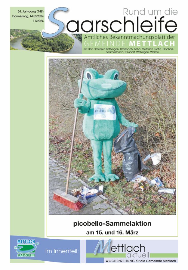 Rund um die Saarschleife Gemeinde Mettlach Titelblatt 11/2024