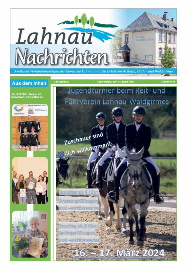 Lahnau Nachrichten Titelblatt 11/2024