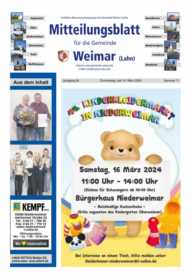 Mitteilungsblatt für die Gemeinde Weimar Titelblatt 11/2024