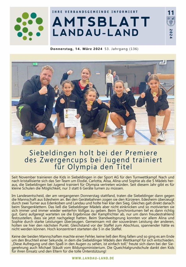 Amtsblatt VG Landau-Land Titelblatt 11/2024