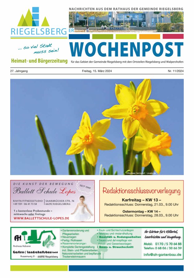 Riegelsberger Wochenpost Titelblatt 11/2024
