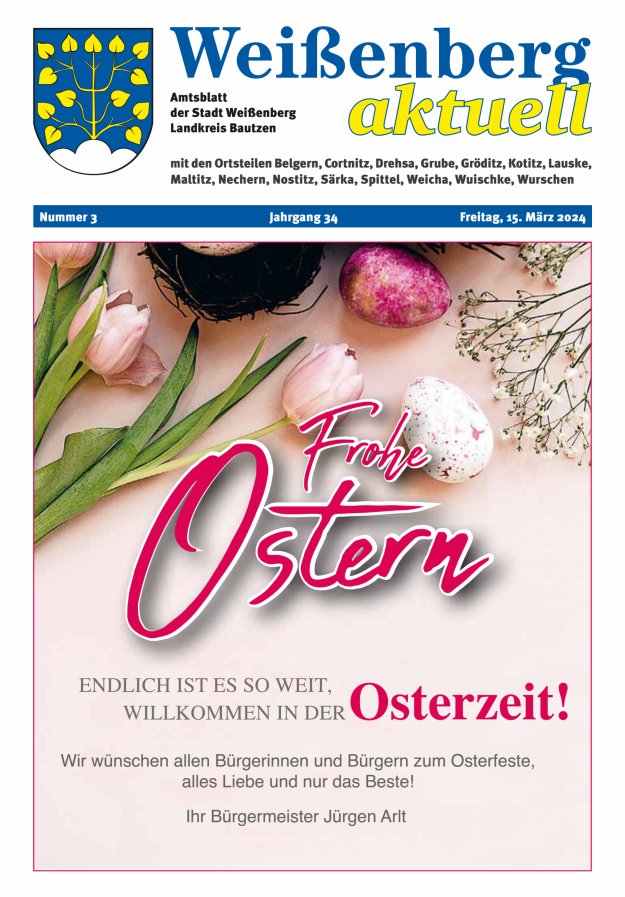 "Weißenberg aktuell" - Amtsblatt der Stadt Weißenberg Titelblatt 03/2024