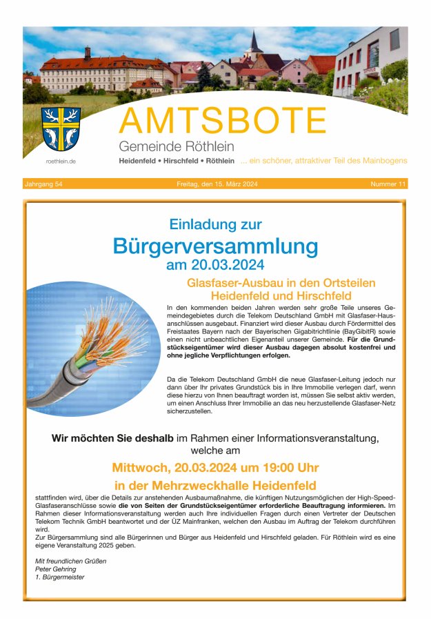 Amtsbote der Großgemeinde Röthlein Titelblatt 11/2024
