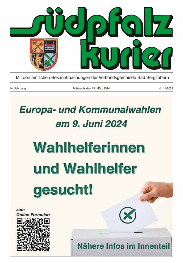 Südpfalz Kurier - VG Bad Bergzabern Titelblatt 11/2024