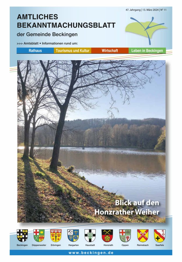 Amtsblatt Beckingen Titelblatt 11/2024