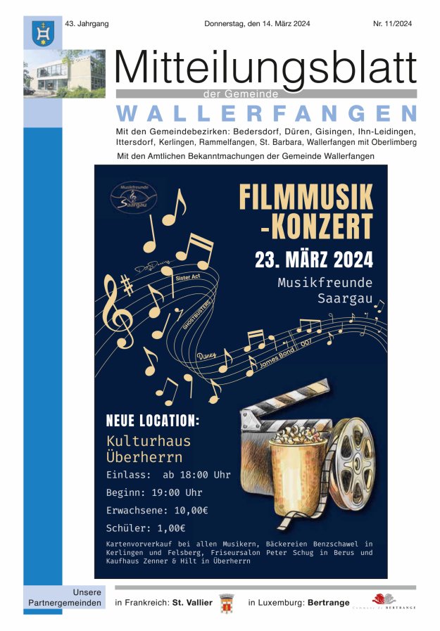 Mitteilungsblatt Gemeinde Wallerfangen Titelblatt 11/2024