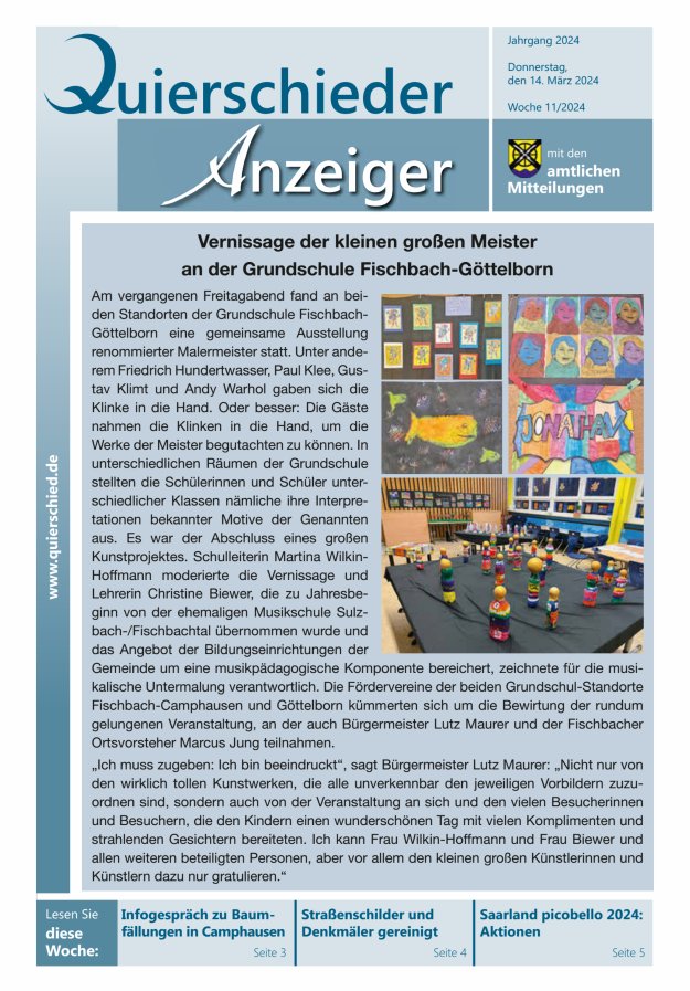 Quierschieder Anzeiger Titelblatt 11/2024