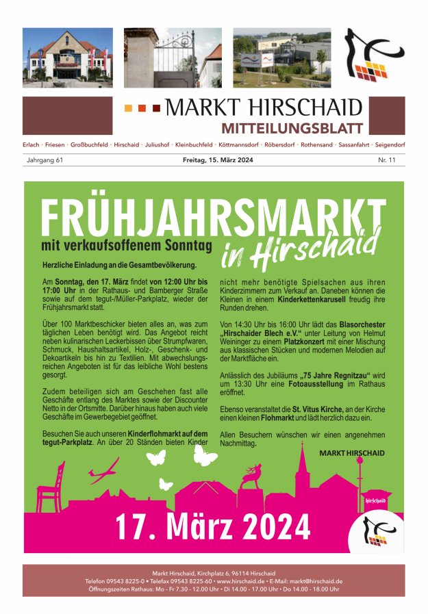 Mitteilungsblatt Markt Hirschaid Titelblatt 11/2024