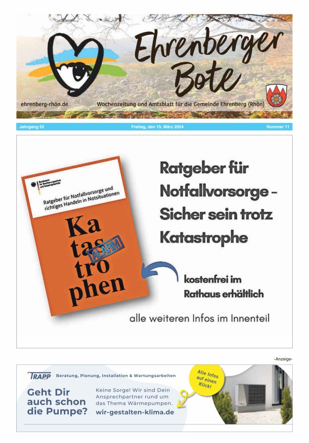 Ehrenberger Bote Titelblatt 11/2024