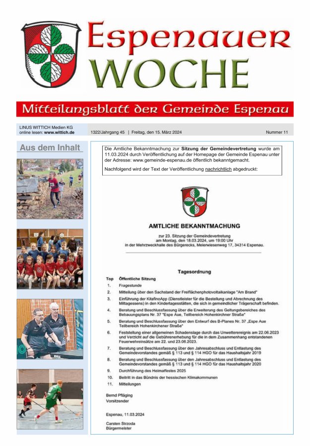 Espenauer Woche Titelblatt 11/2024