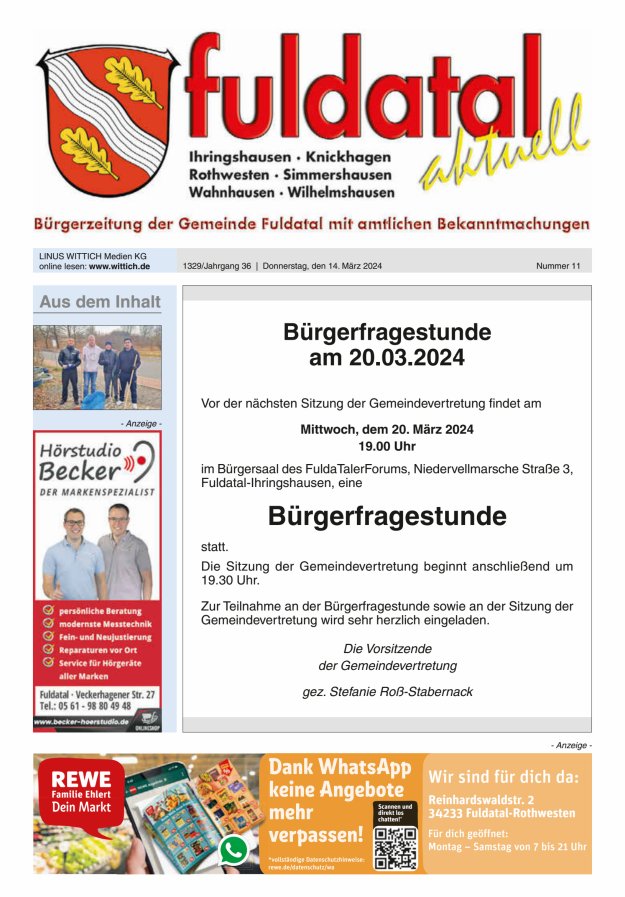Fuldatal aktuell Titelblatt 11/2024