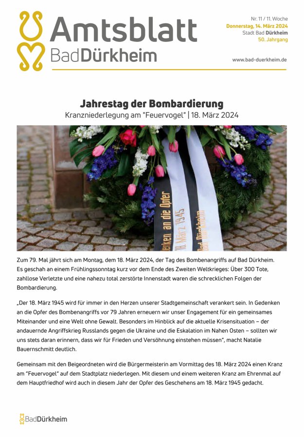 Bad Dürkheimer Woche Titelblatt 11/2024