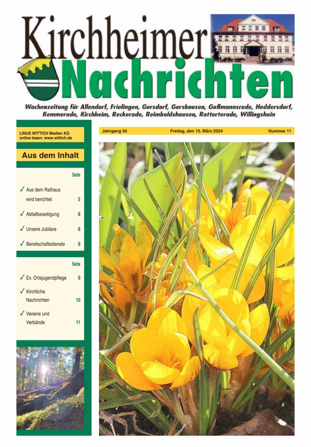 Kirchheimer Nachrichten Titelblatt 11/2024