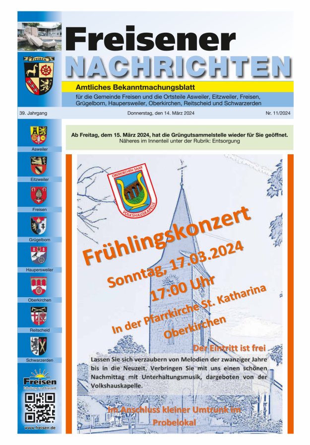 Freisener Nachrichten Titelblatt 11/2024