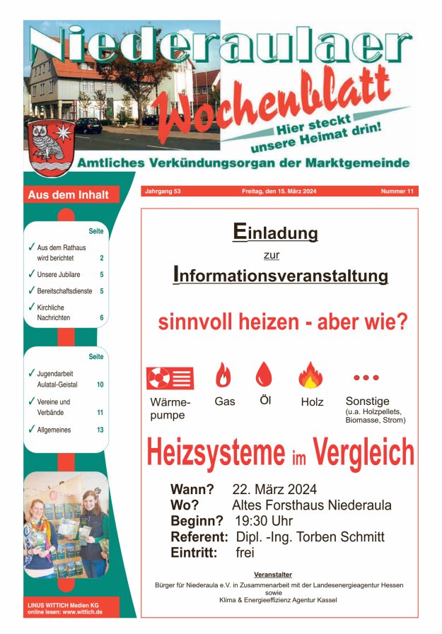 Niederaulaer Wochenblatt Titelblatt 11/2024