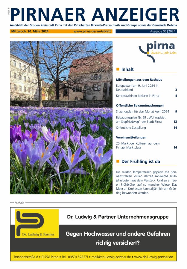 Pirnaer Anzeiger Titelblatt 07/2024