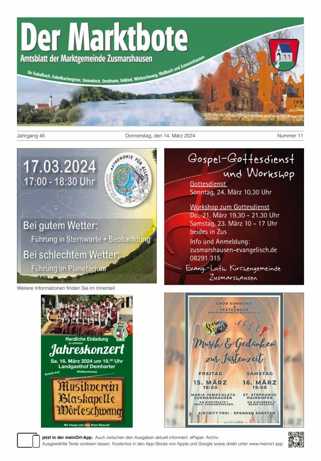Zusmarshausen - Der Marktbote Titelblatt 11/2024