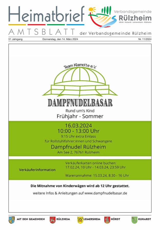 Heimatbrief VG Rülzheim Titelblatt 11/2024
