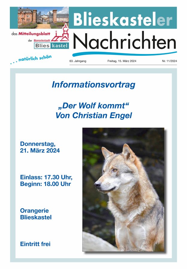 Blieskasteler Nachrichten  Titelblatt 11/2024
