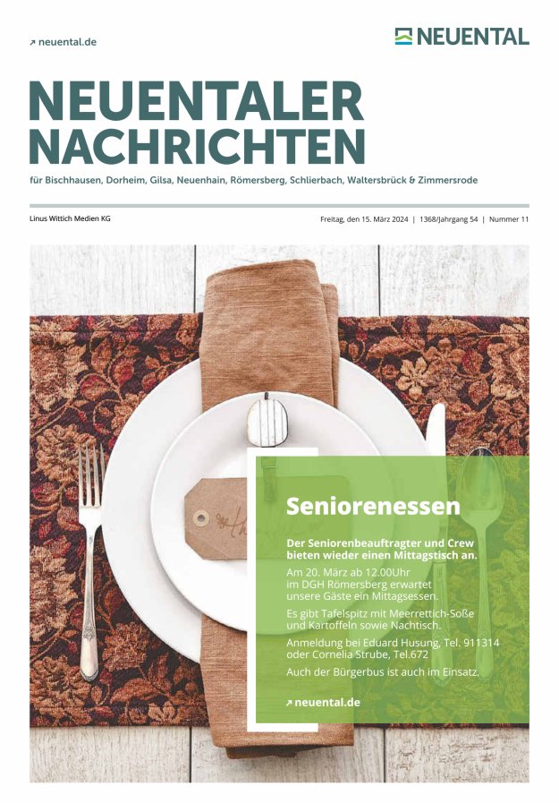 Neuentaler Nachrichten Titelblatt 11/2024