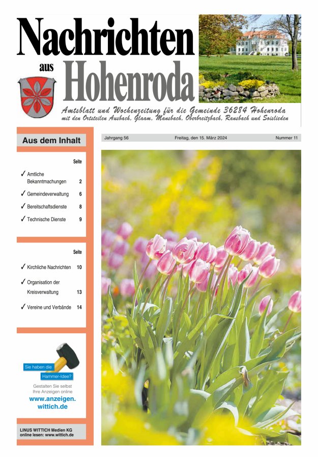 Nachrichten aus Hohenroda Titelblatt 11/2024