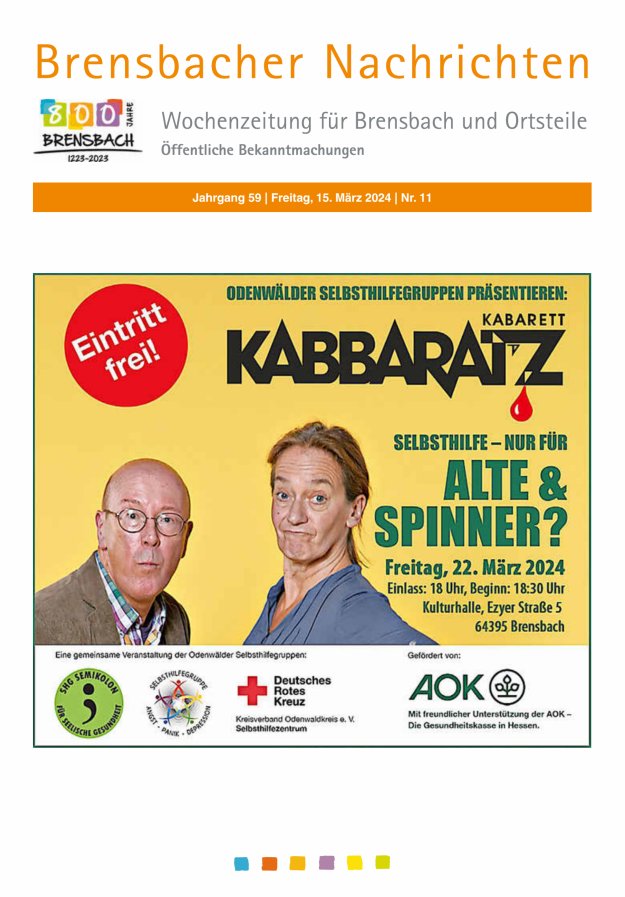 Brensbacher Nachrichten Titelblatt 11/2024