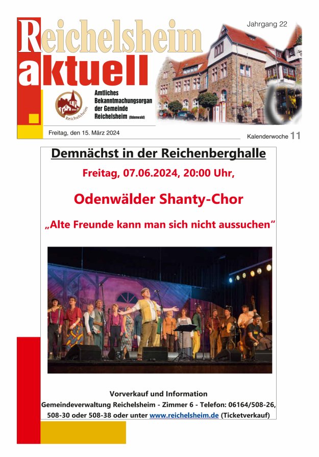 Reichelsheim aktuell - Amtsblatt der Gemeinde Reichelsheim(Odenwald) Titelblatt 11/2024
