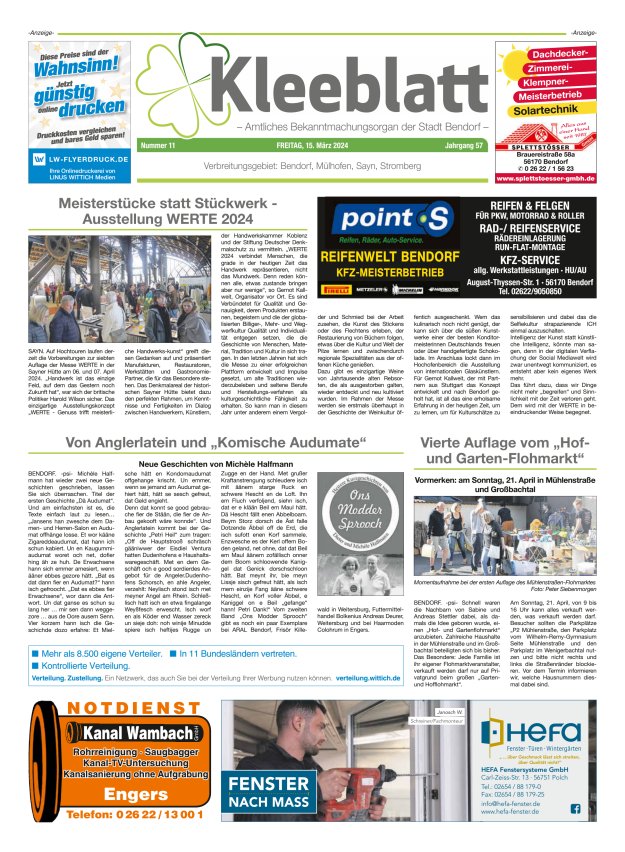 Kleeblatt - Amtliches Bekanntmachungsorgan der Stadt Bendorf Titelblatt 11/2024