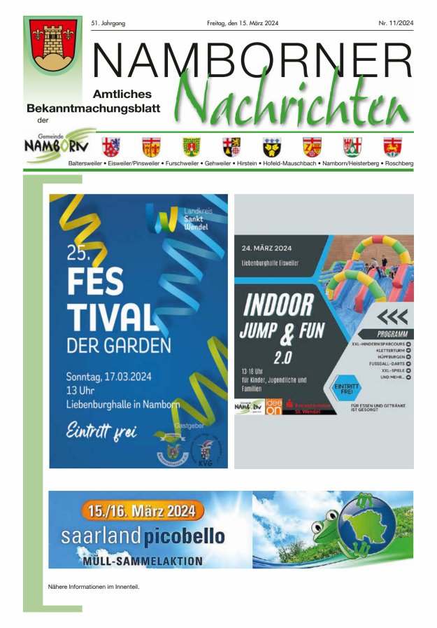 Namborner Nachrichten Titelblatt 11/2024
