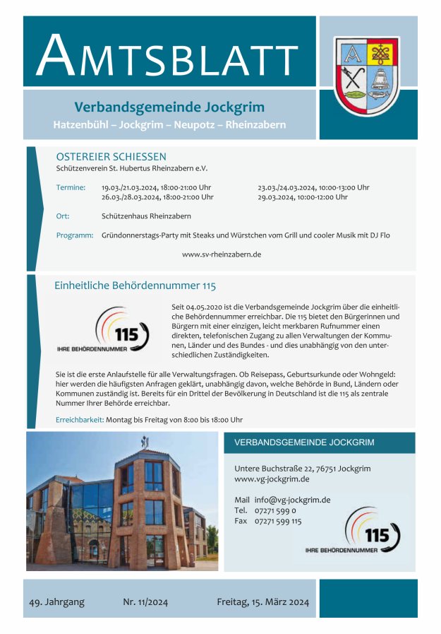 Amtsblatt VG Jockgrim Titelblatt 11/2024