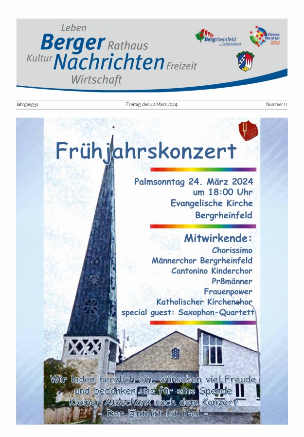 Berger Nachrichten, Bergrheinfeld Titelblatt 11/2024
